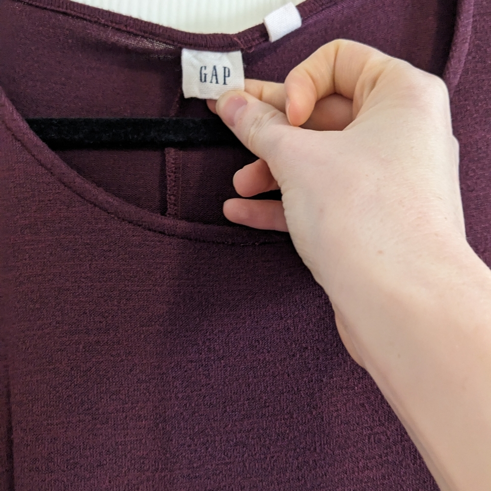 Gap Medium Women's Burgundy Dress with Ruffle Sleeves